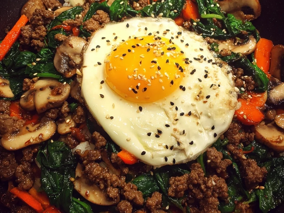 Shortcut Bibimbap: One Skillet Ground Beef & Veggies - Featured Image