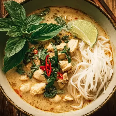 Simple Thai Coconut Chicken Noodle Soup