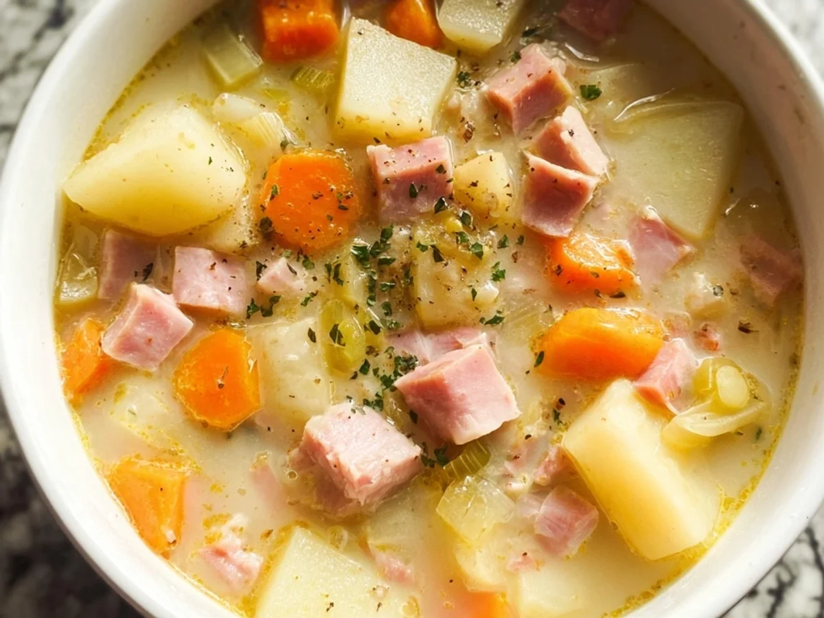 Slow Cooker Turkey Ham Potato Soup - Featured Image