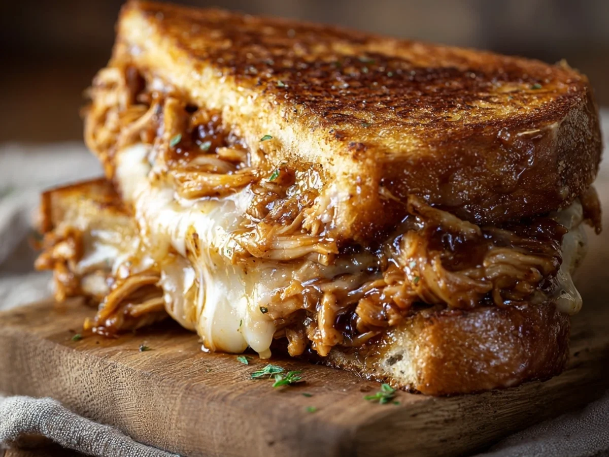 Smoky BBQ Chicken Grilled Cheese Sandwich - Featured Image