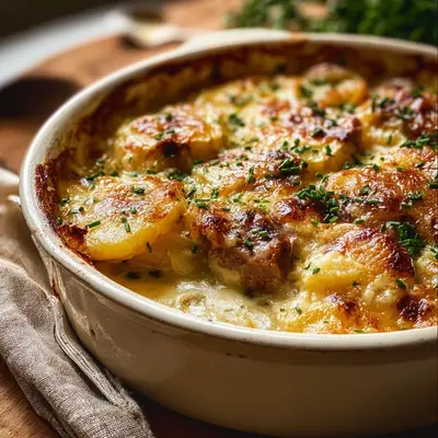 Smothered Lamb Chop Scalloped Potato Casserole