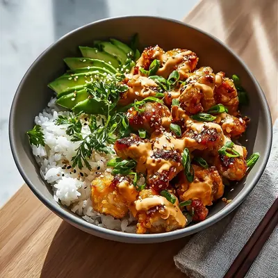Spicy Bang Bang Chicken Bowl with Creamy Sauce