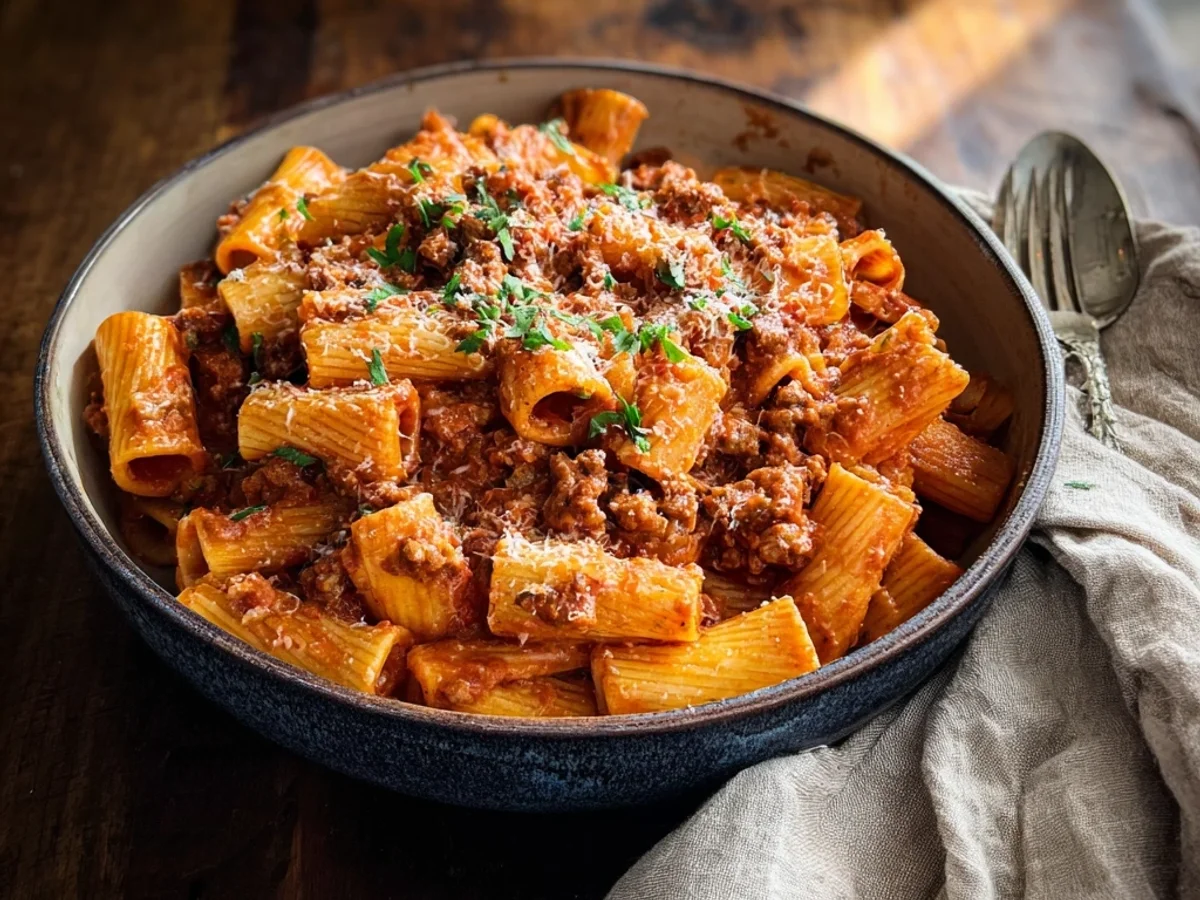 Spicy Beef Sausage Rigatoni Recipe: Hearty Pasta Night - Featured Image