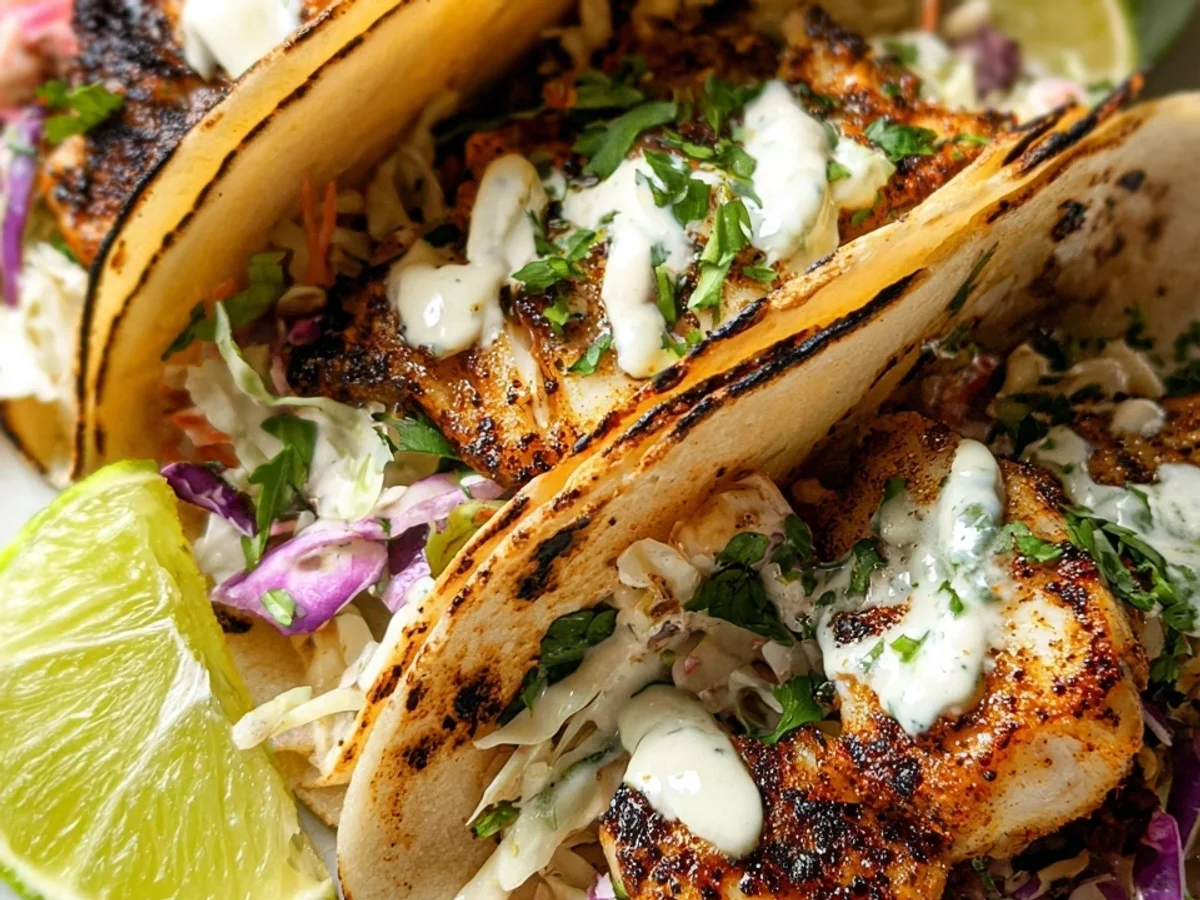 Spicy Blackened Fish Tacos Recipe - Featured Image