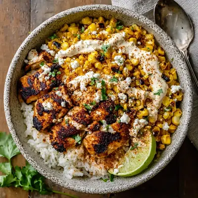 Street Corn Chicken Rice Bowl: Zesty Weeknight Flavor