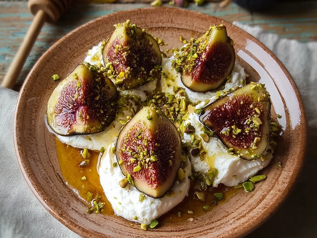 Sweet Figs with Ricotta, Pistachios, Honey Recipe - Featured Image