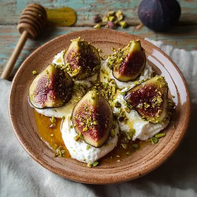 Sweet Figs with Ricotta, Pistachios, Honey Recipe