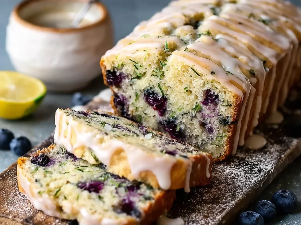 Tangy Blueberry Zucchini Bread with Lemon Glaze - Featured Image