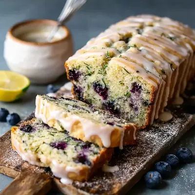 Tangy Blueberry Zucchini Bread with Lemon Glaze