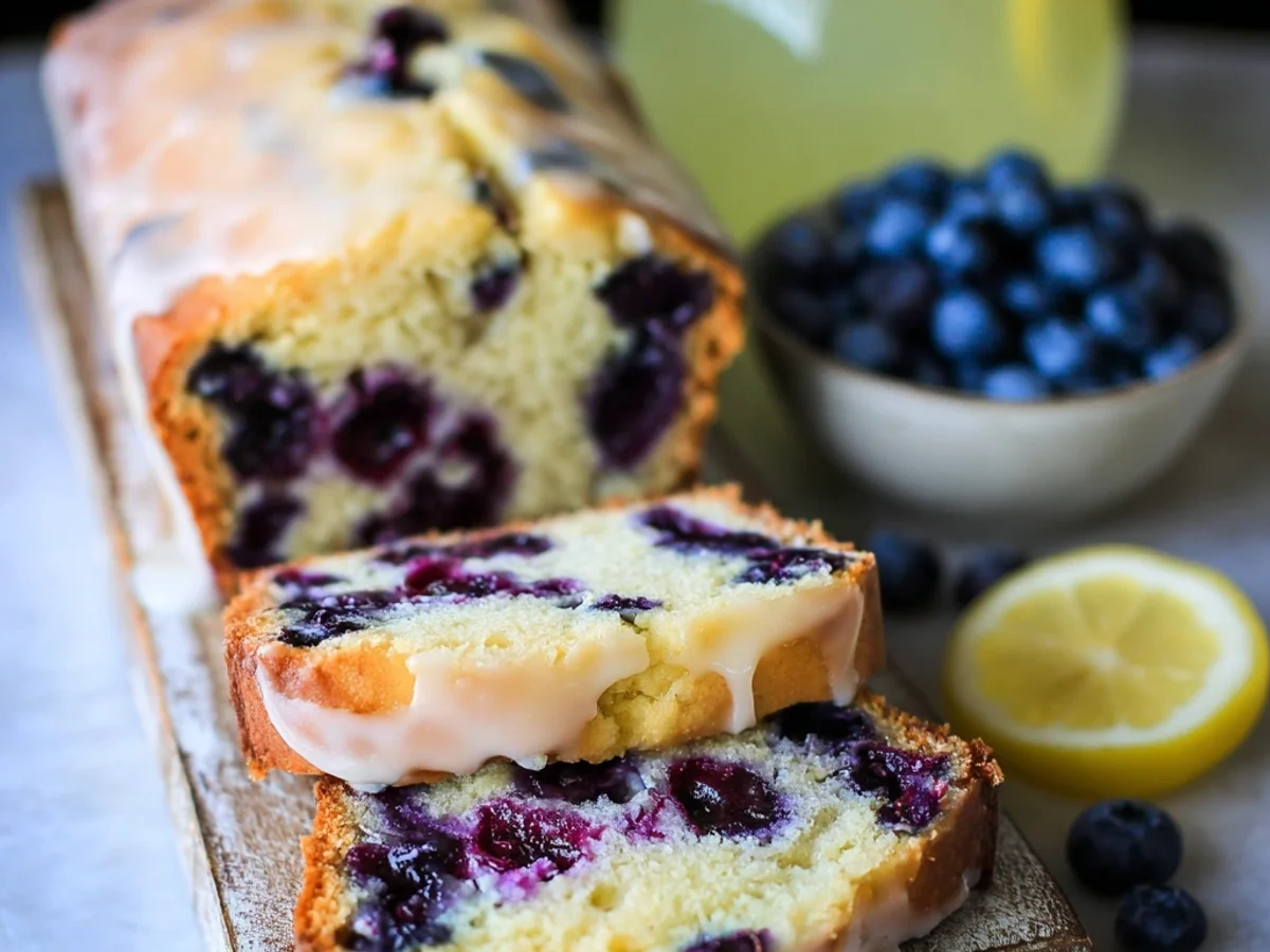Tangy Lemon Blueberry Bread Loaf Recipe - Featured Image