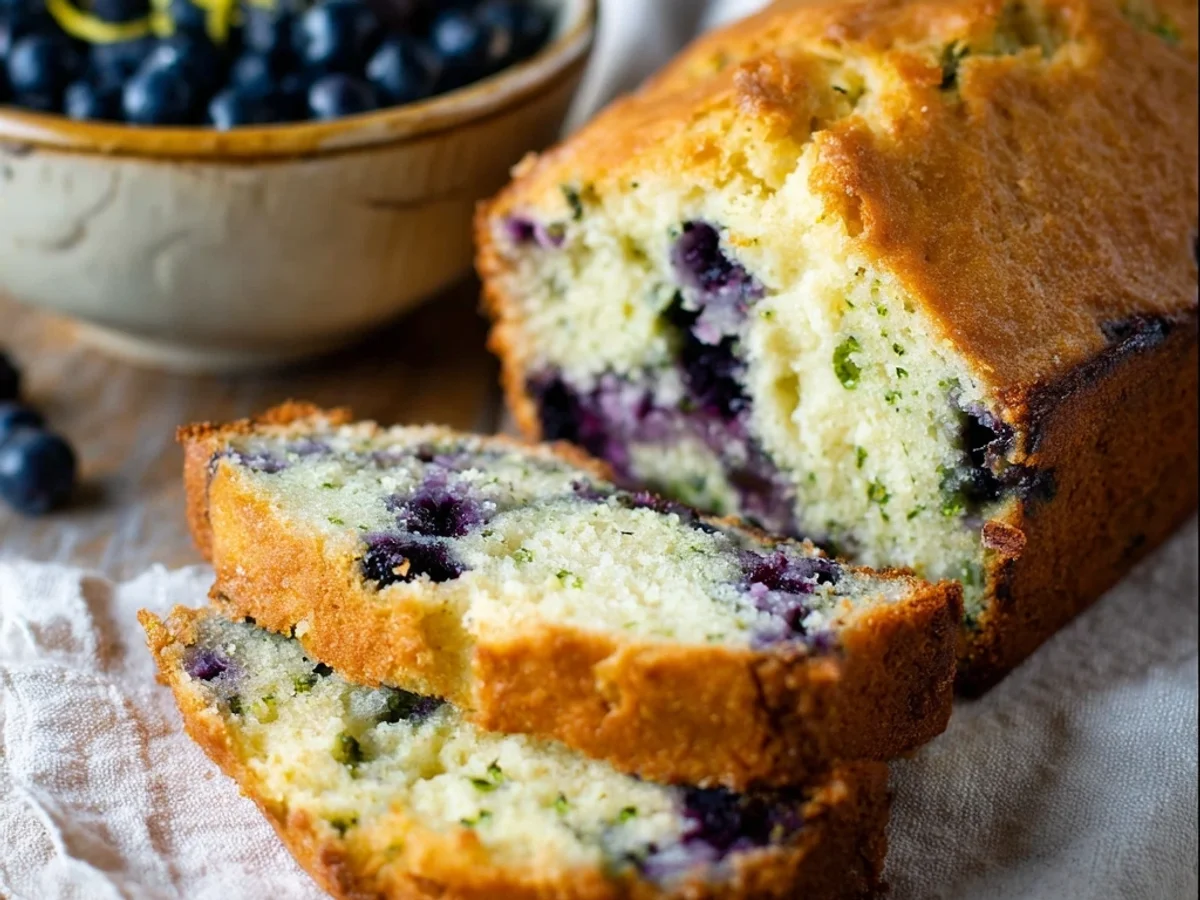 Tangy Lemon Blueberry Zucchini Bread Loaf - Featured Image