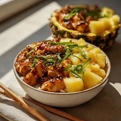 Tangy Teriyaki Chicken Pineapple Bowls: A Tropical Dinner