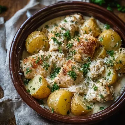 Tender Garlic Parmesan Crockpot Chicken & Potatoes