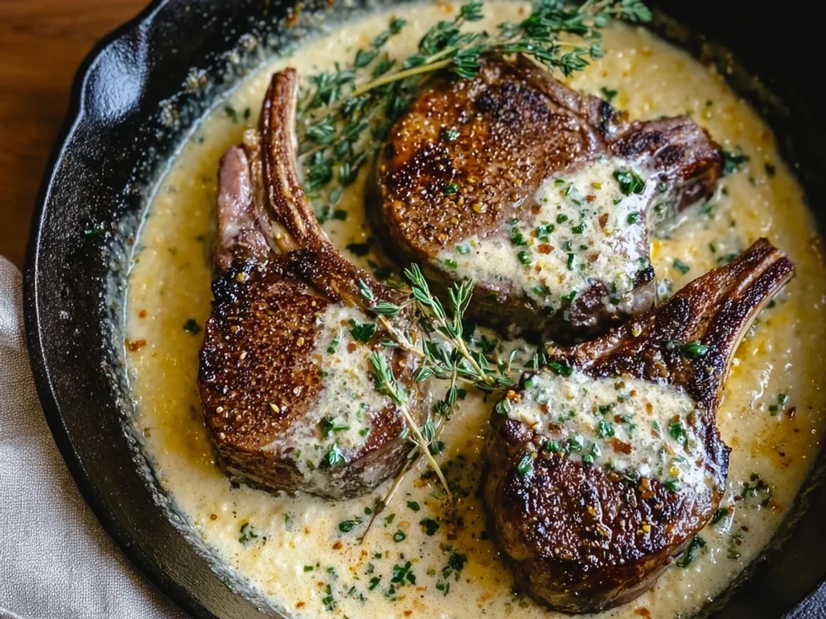 Tender Lamb Chops in Creamy Garlic Sauce - Featured Image