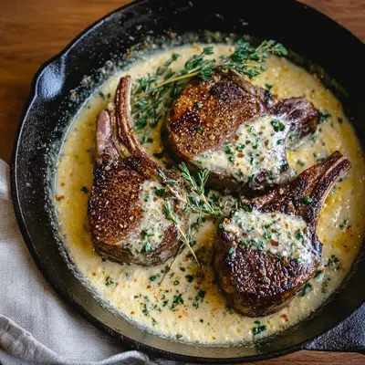 Tender Lamb Chops in Creamy Garlic Sauce