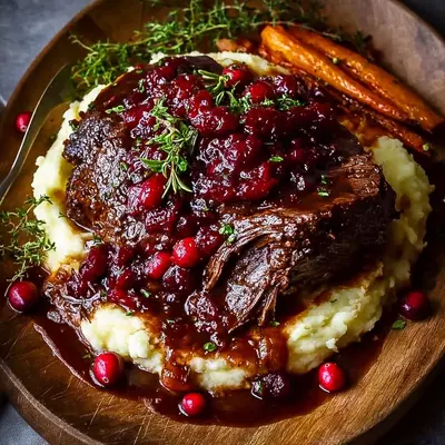 Tender Slow Braised Beef Roast with Cranberry Glaze