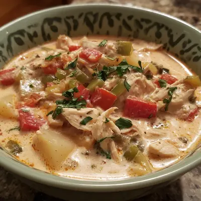 Tex-Mex Creamy Salsa Potato Soup with Chicken