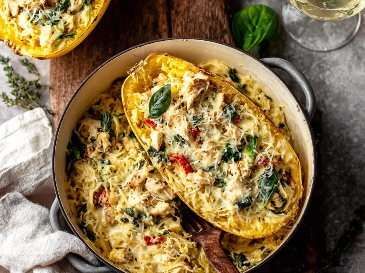 Tuscan Chicken Spaghetti Squash: Creamy, Rustic Comfort - Featured Image